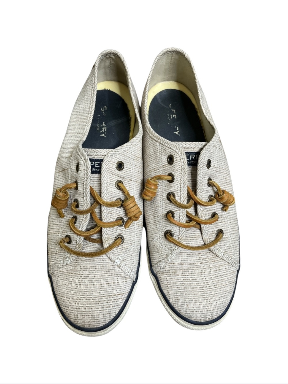 SPERRY Crest Vibe Canvas Sneakers Oatmeal Beige Size 10M